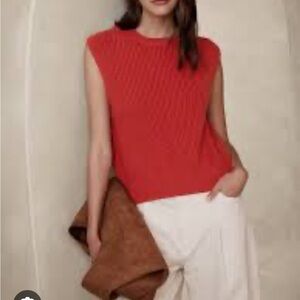 BANANA REPUBLIC NWT Sleeveless Ribbed Sweater Vest Scorched Orange Medium
